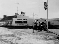 FRENCHMANS STATION-PH196-8  Courtesy Churchill County Museum. Guessing a 1960's shot, judging by the car near the pumps. White roof, door insignia, and spotlight suggest a law enforcement vehicle of some kind. For sale through Valley Realty