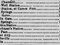 Marysville Daily Appeal, Volume IX, Number 61, 13 March 1864  This table from the Marysville Daily Appeal, March 13, 1864, shows another "Frenchman's Station" 16 miles west of New Pass.