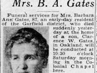 Fresno Bee 01 Apr 1937  Obituary of wife of the builder of Hawe's Station