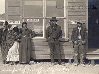 [Shoshone] Indians in front of post office, Rhyolite, Nevada [ca. 1906]. Photo by A. E. Holt.