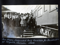 Thomas Hisgen and a crowd on the train platform, Rhyolite (Nev.), 1908 Joseph D. O'Brien Collection courtesy UNLV