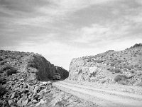 default (7)  Henchey, Paul L. County Highway to Rhyolite, Nev. Showing Abandoned Right of Way, Las Vegas and Tonopah Railroad, Abandoned in 1917, SV-166. UC Davis Library, Archives and Special Collections, 15 Oct. 1950. digital.ucdavis.edu